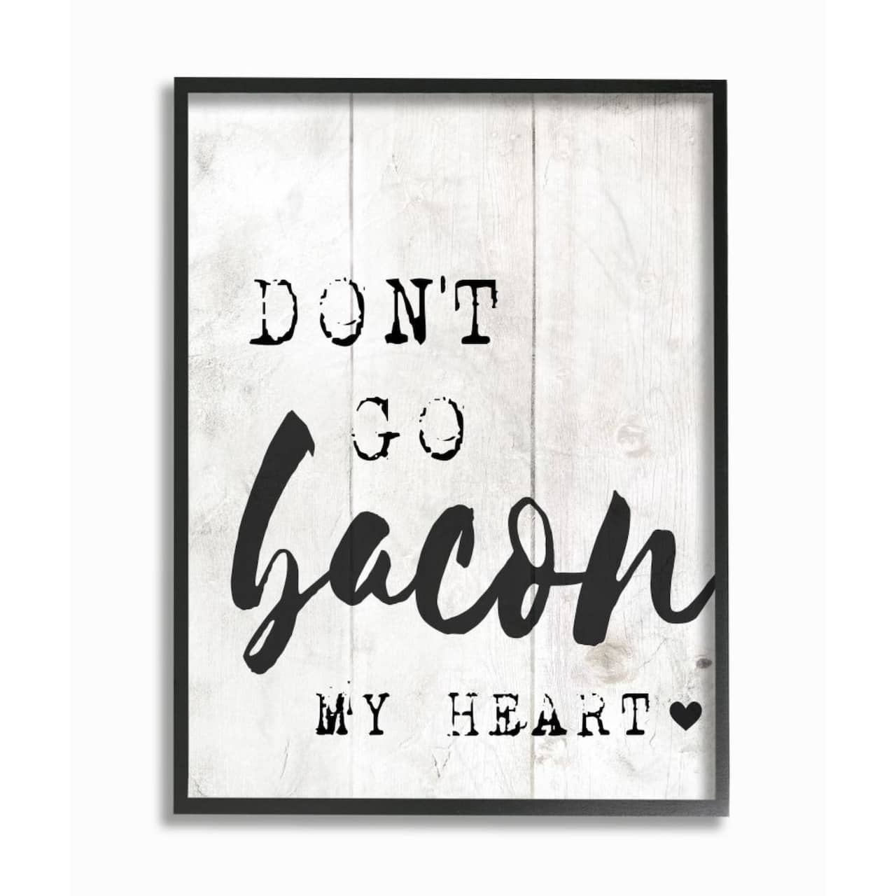 Stupell Industries Bacon My Heart Print with Black Frame Wall Accent